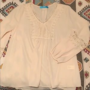 Cream Blouse with Crochet Detail